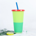 Custom Color Changing Cup Reusable Plastic Skinny Tumbler Plastic Cup With Straw